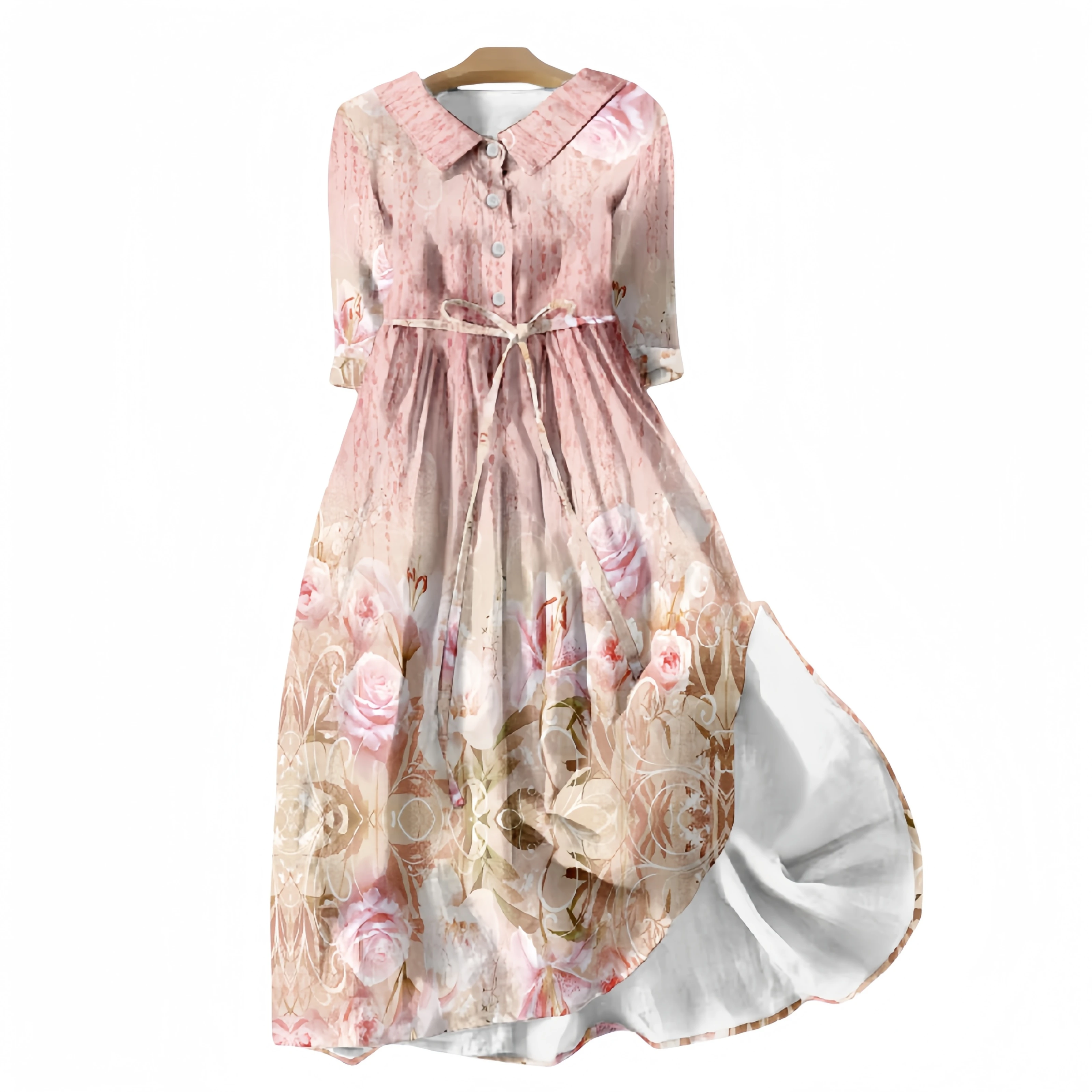 Princess Dress Style Romantic Sweet Dress Grils Colorful Flower V-neck Button Casual Floral Woman Clothes Elegant Dresses