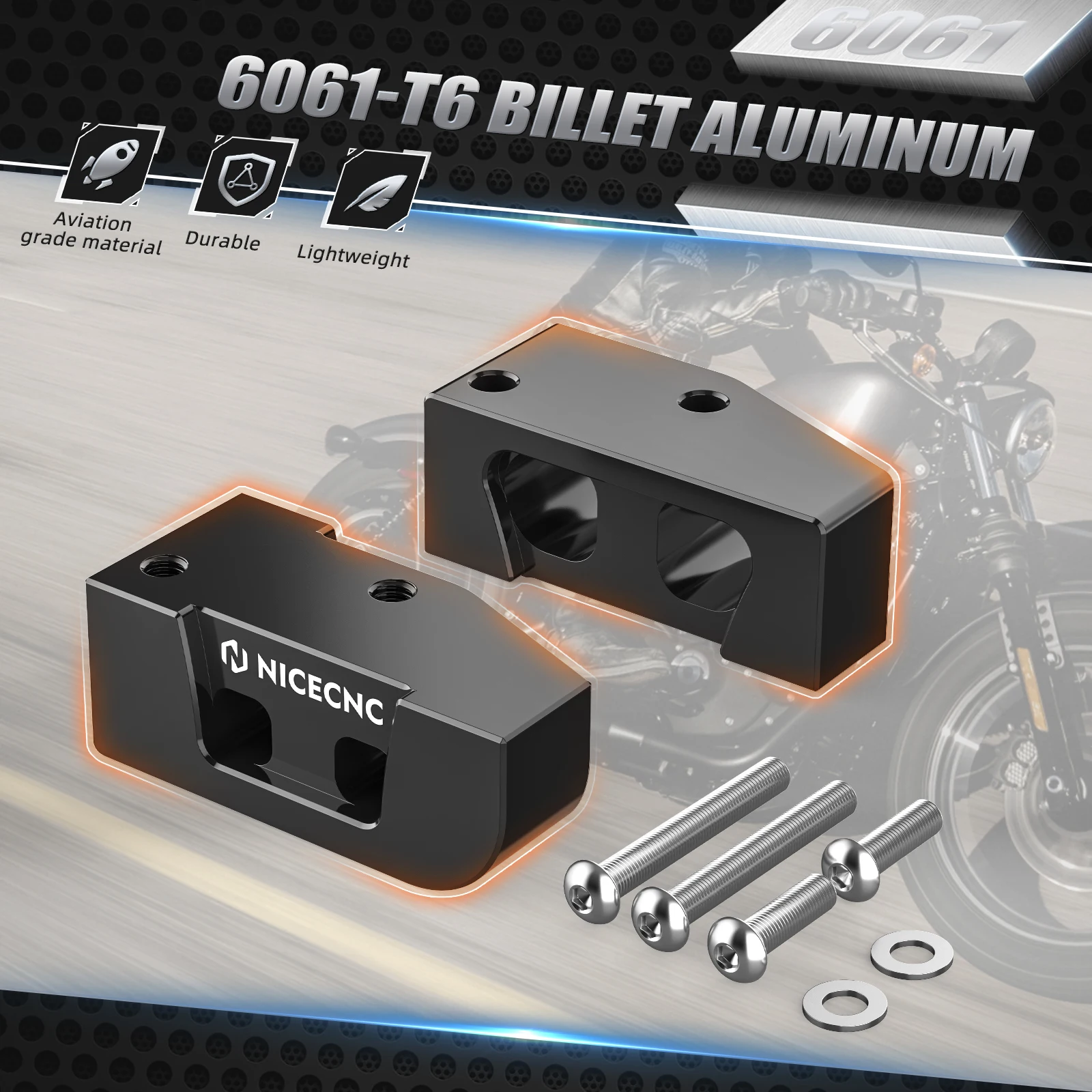Ständer-Erhöhungsblöcke 1 Zoll / 2 Zoll für Harley Street Glide FLHX 06-24 Road King FLHR /Special 17-24 Ultra Limited FLHTK Electra Glide – Detail 3