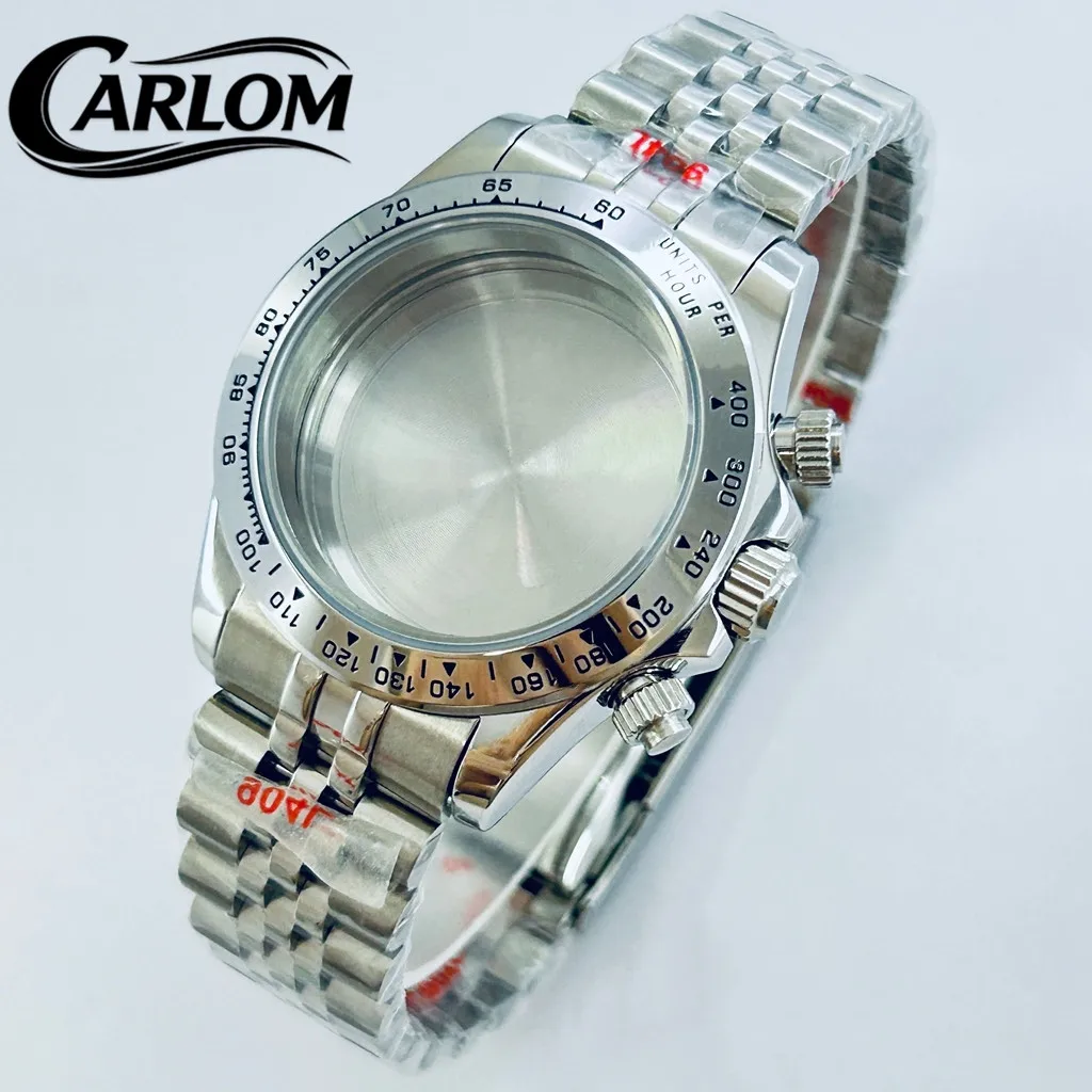 

39mm VK63 VK64 Watch Case Solid Stainless Steel Sapphire Glass for VK63 VK64 Quartz Movement Silver Black Gold Watch Accessories