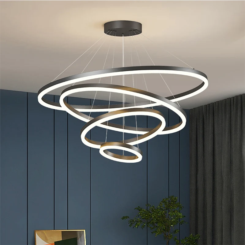 Room Decor Led Round Ring Pendant Lights For Foyer Living Room Diningroom Bedroom DIY Ceiling Mount Pendant Lamps Led Chandelier