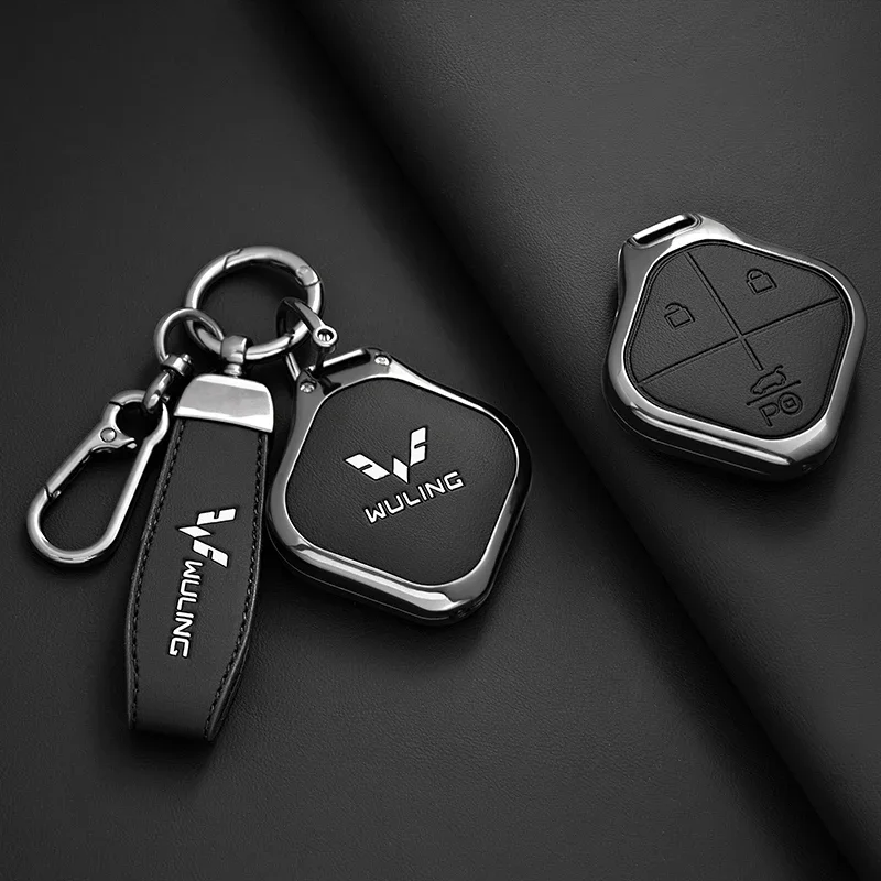 Zinc Alloy Car Key Case Cover Shell for SGMW Wuling BINGO Airev 2023 Baojun Kiwi EV Keychain Remote Cover Shell Fob Accessories 4