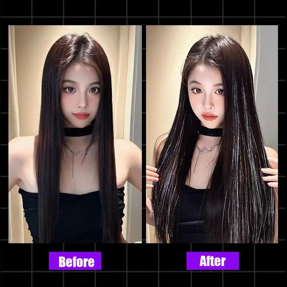 1 قطعة بهرج الشعر بريق كول تصفيف الشعر أداة الليزر نمط الشعر بهرج الشعر التمديد البريق كاذبة الشعر لامعة هيربيسي #3