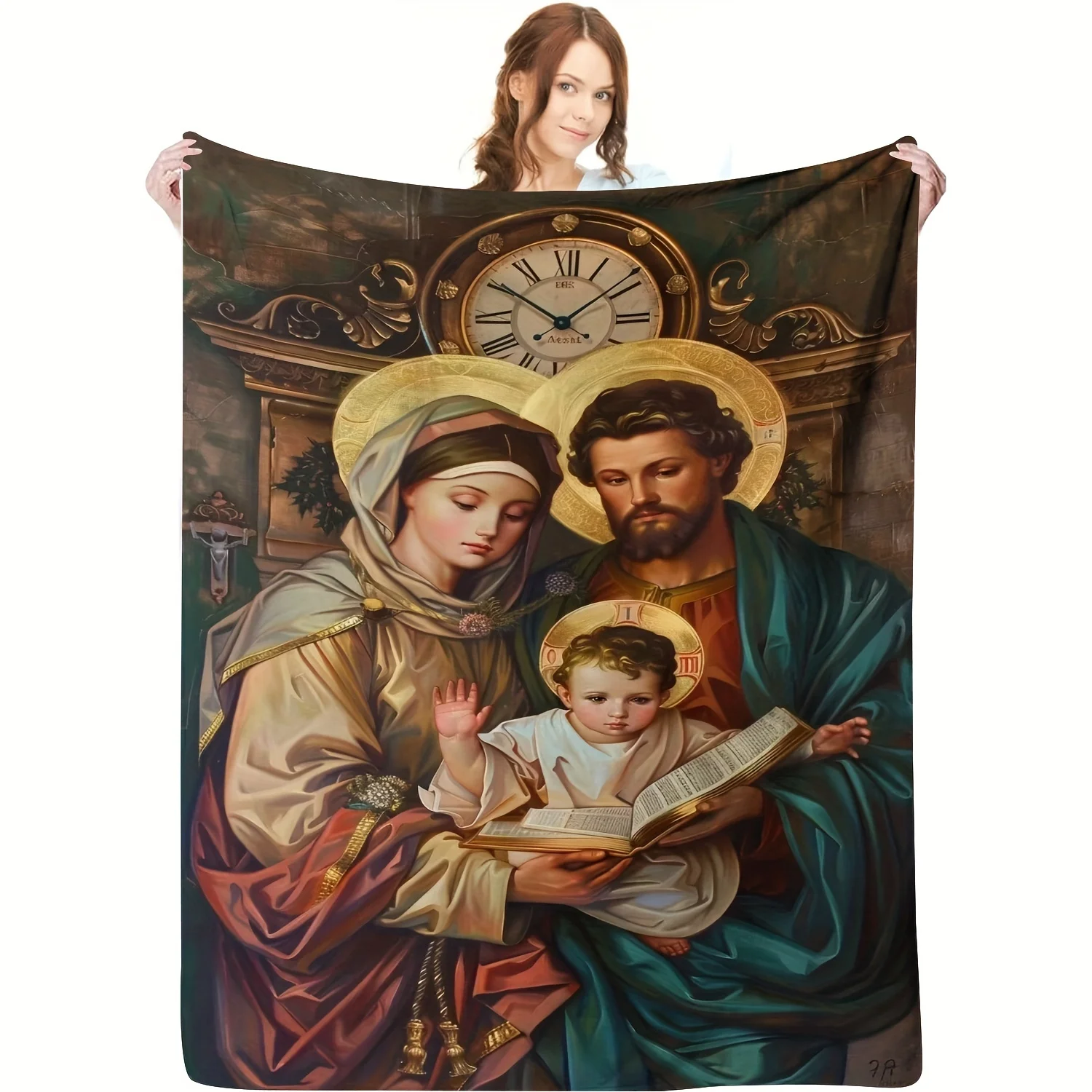 Holy Family Blanket Jesus Mary Joseph Fleece Throw Soft Warm Religious Christian Catholic Art Bedding Sofa Cover Home Decor Gift