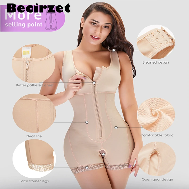 Becirzet Shaperwear Bodysuit Women Body Shaper Playsuits Slimming Underwear Plus Size Waist Control Hip Lifter