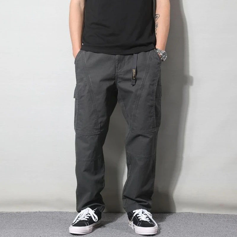 ฤดูใบไม้ผลิและฤดูใบไม้ร่วง Harem Cargo กางเกงสําหรับชายเดินป่ากลางแจ้งราคาถูก Baggy Harajuku ยาว Designer Y2k Vintage Emo กางเกงไนลอน Man
