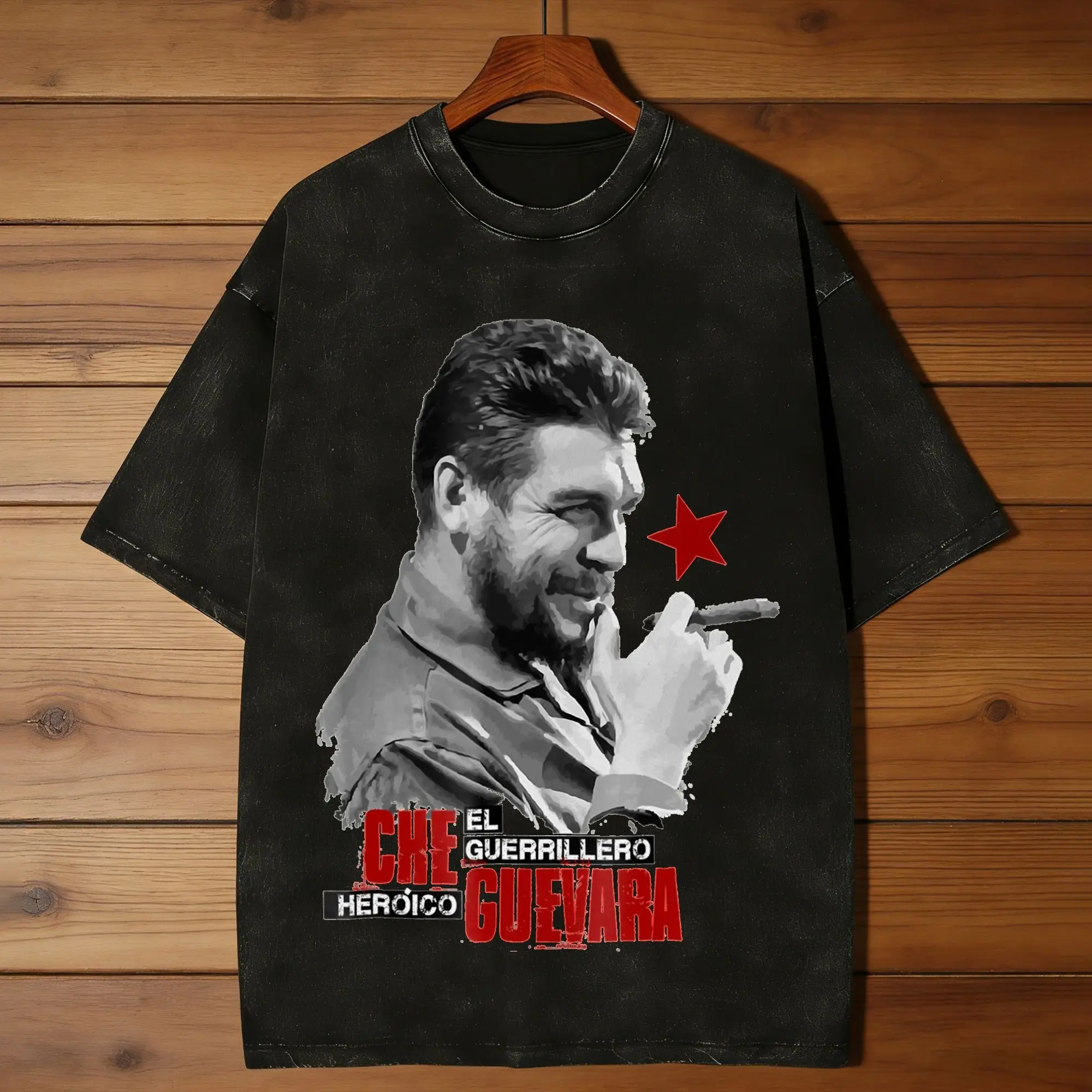 Casual Che Guevara T-Shirts for Men O Neck Cotton Washed T Shirt  Short Sleeve Tees Gift Idea Clothing