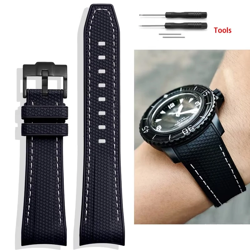 Flüssiges Silikon-Uhrenarmband für Swatch X Blancpain Five Oceans 22 mm gebogenes Ende, wasserdichtes Edelstahl-Schnallenarmband
