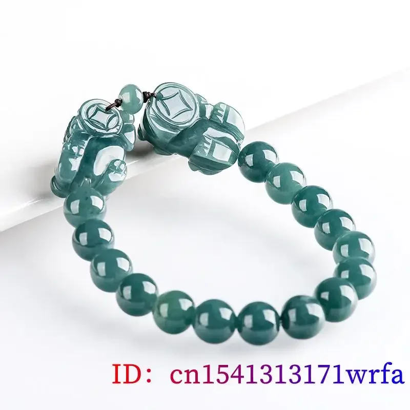 Burmese Jadeite Pixiu Bracelet Jewelry Luxury Man Natural Women Vintage Gifts Real Blue Talismans Designer Carved Jade Amulet