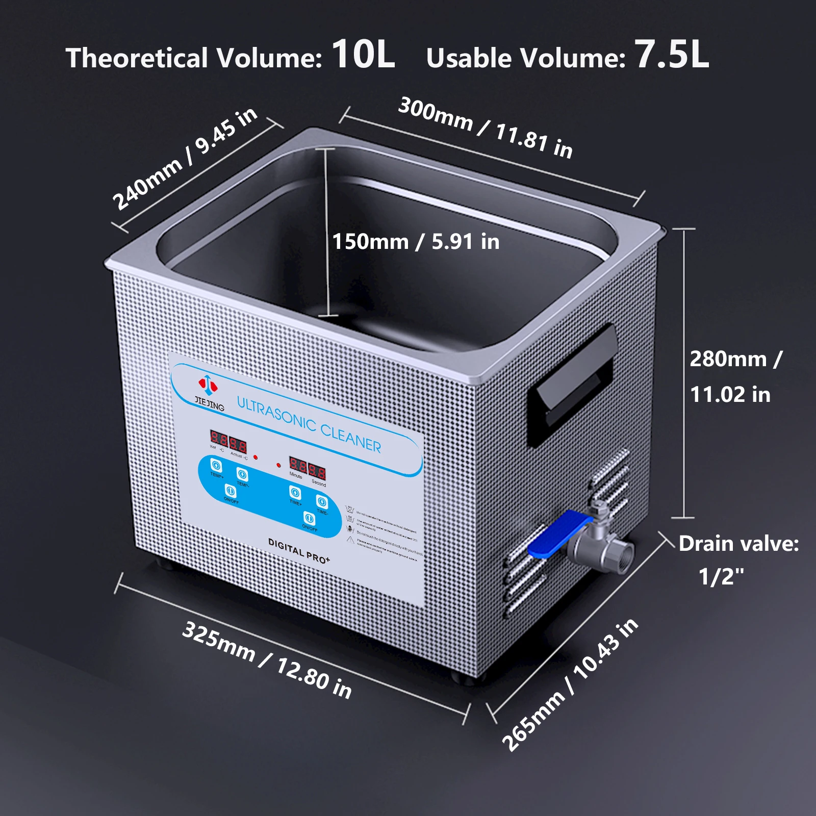 10L Ultrasonic Cleaner 40kHz Ultrasonic Tub Heated Ultrasonic Cleaning Machine for Carburetor, Tools, Industrial Parts etc