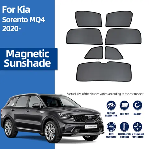 Kia Sorento MQ4 2021 2022 2023 2024 자기 자동차 차양 바이저 앞 유리 커튼 후면 베이비 윈도우 Sun Shade