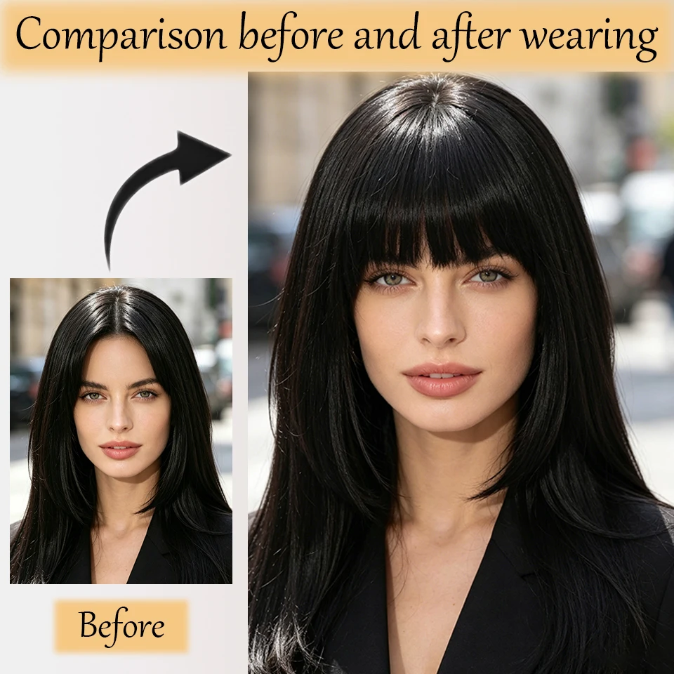 Hair bangs clip-in extensions Fringe fake hair Synthetic Toupee Hairpiece with sideburns DIY Elegant women Hair for Daily Party