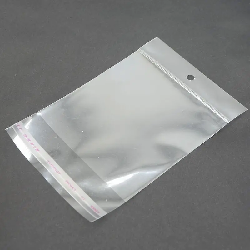 50/100pcs Clear Self Adhesive Seal Plastic Bag with Hang Hole Resealable OPP Bag for Gift Packing Jewelry Retail Display Package