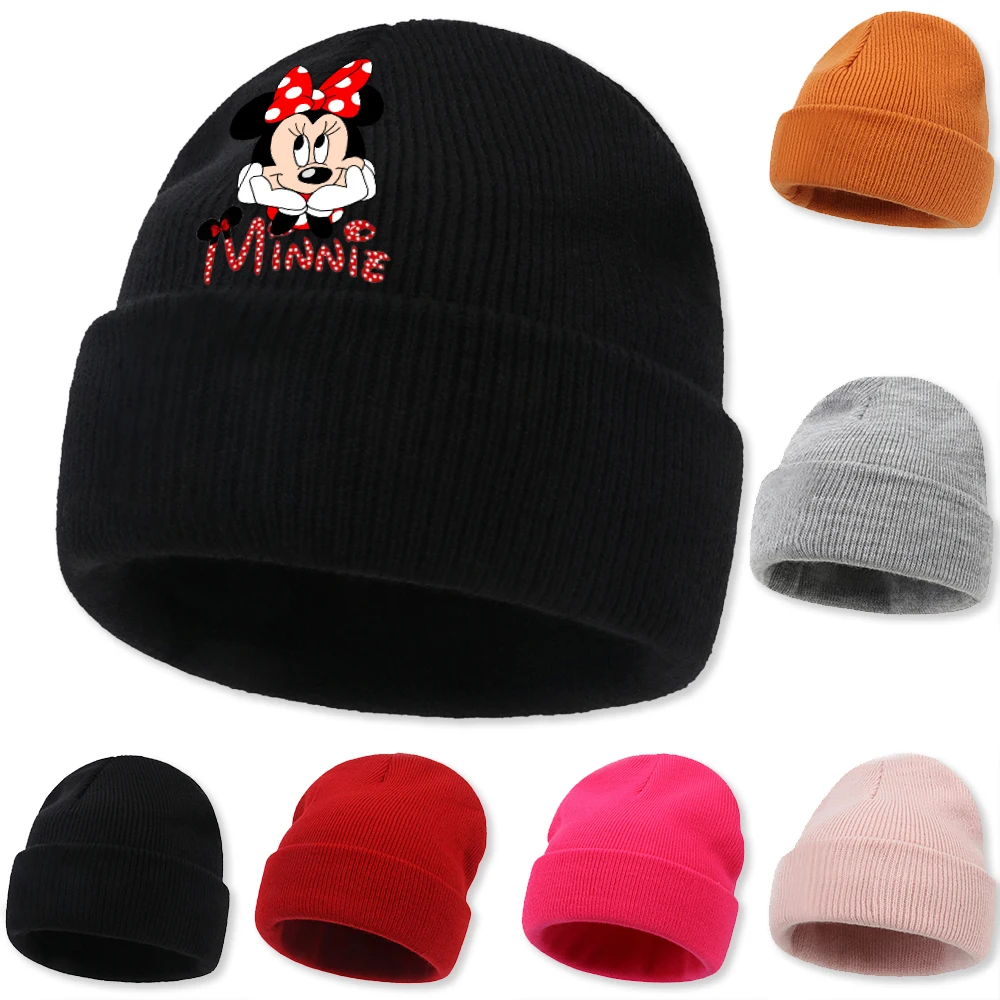 Mickey Minnie Mouse Winter Hat Beanie Knitted Skull Caps Children Adult Warm Solid Cover Head Cap For Outdoor Traveling Cap