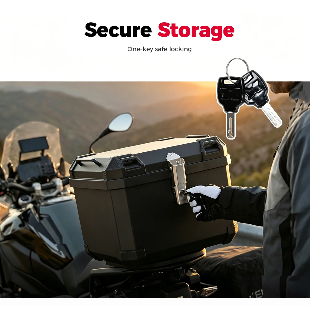 KEMIMOTO 45L/65L Motorrad-Topcase Universeller ABS-Kunststoff-Koffer Motorrad-Heckbox für Motorräder Abnehmbarer Koffer mit Schloss – Detail 12