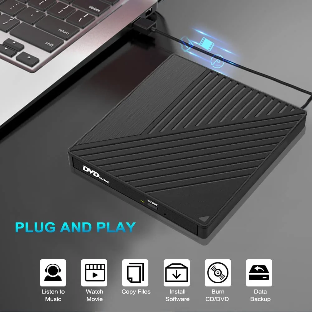 2026 5 in 1 External Bluray Optical Drive DVD/CD Burner BD Reader with USB Ports SD/TF Card Reader for Laptop PC Desktop-ABVP