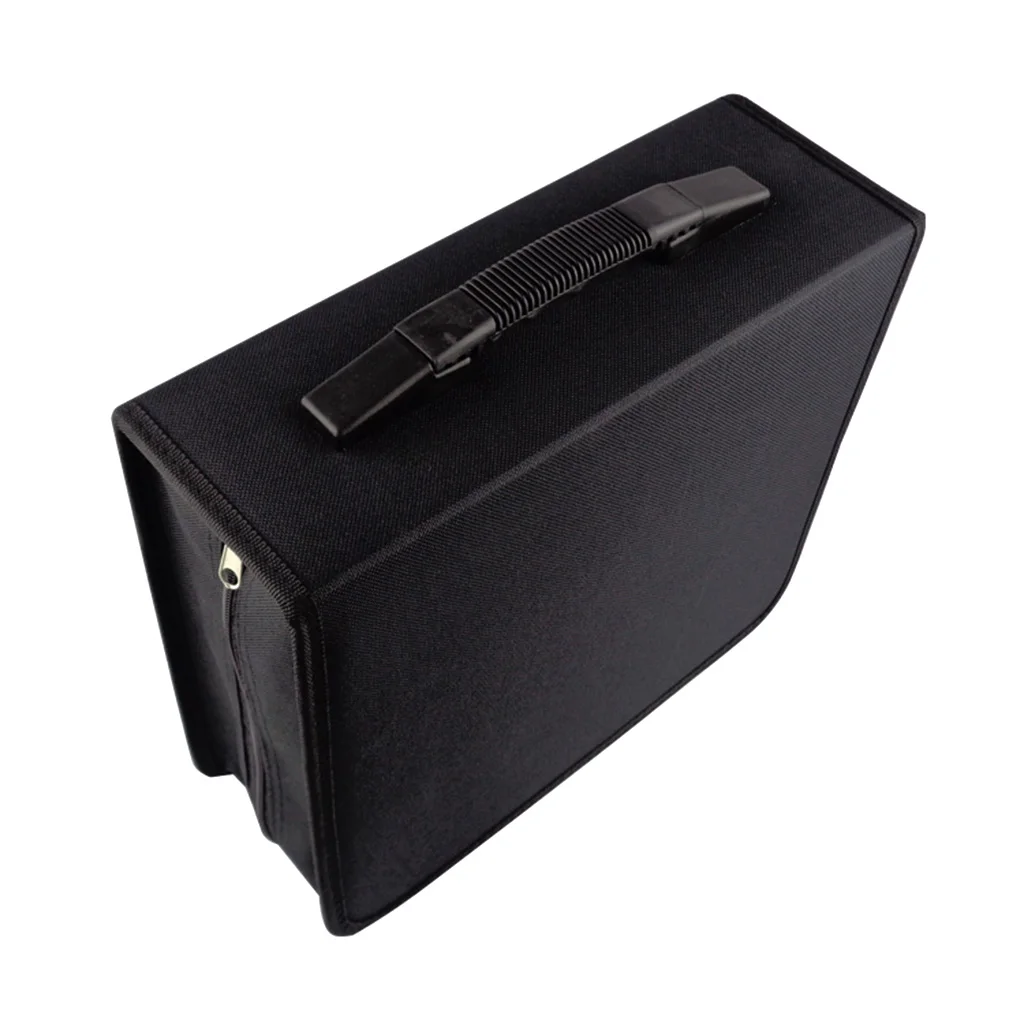 Black PU Leather CD Case 240 Disc DVD Bag with Carry Handle for Media Disc Storage and Easy Transport