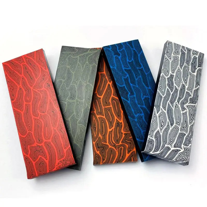 6 Colors 130X45X8MM Damascus Pattern Knife Tools Handle Scale DIY Making G10 Composite Material Board Plate