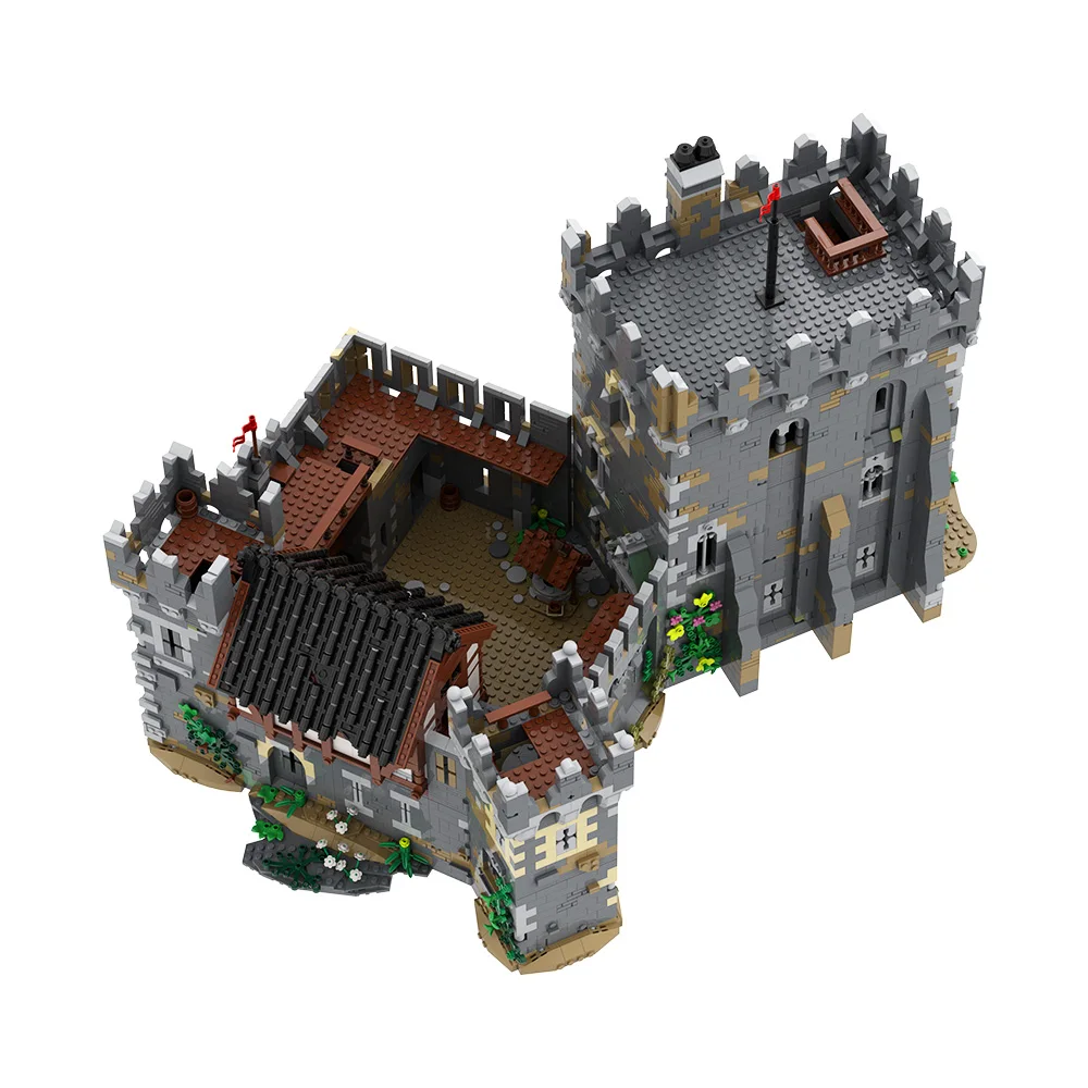 MOC Medieval Lions' Castle Modular Building Blocks Kingdom Enclosure Walls Tower Defense Architecture Brick Toys Adult Gift