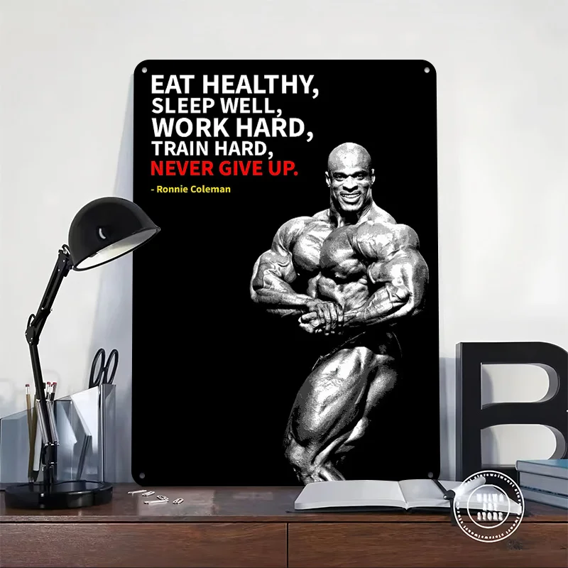 Ronnie Coleman Quotes Personalized 3D Textured Metal Poster Wall Art Vintage Tin Signs for Decoration Room Decorating Interior