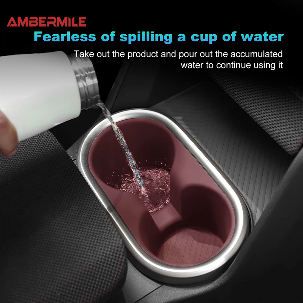 For Mini Countryman U25 JCW 2024-2025 Water Cup Holder Storage Box Silicone Shock-Absorbing Cup Tray Tidying Car Accessories