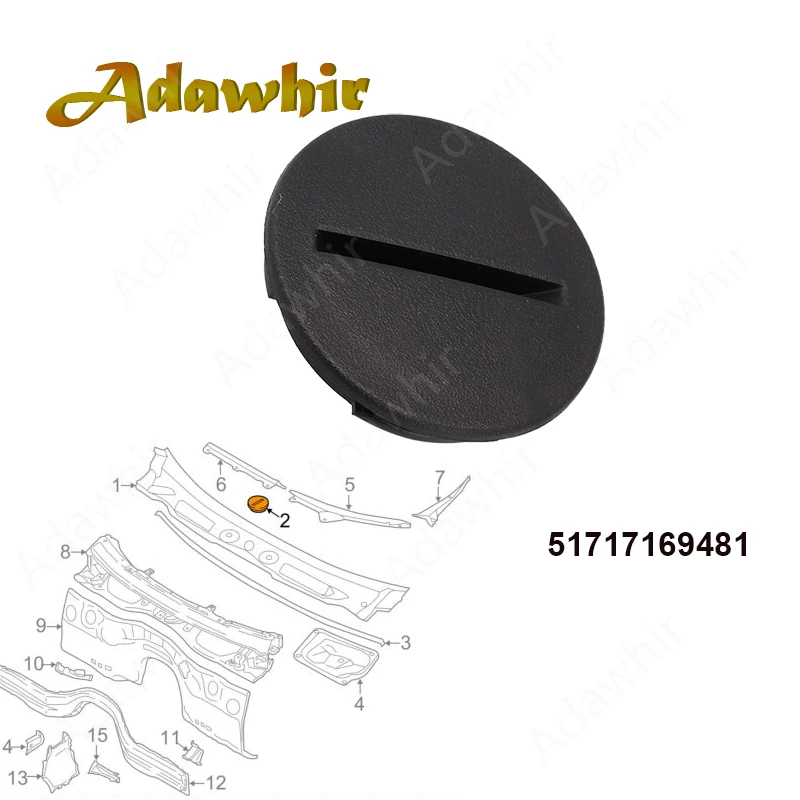 51717169481 Windshield Cowl Access Plug For BMW E81 E82 E87 E88 E89 E90 E91 E92 E93 F07 F10 F11 F12 F06 F13 2009-2021 OE 7169481