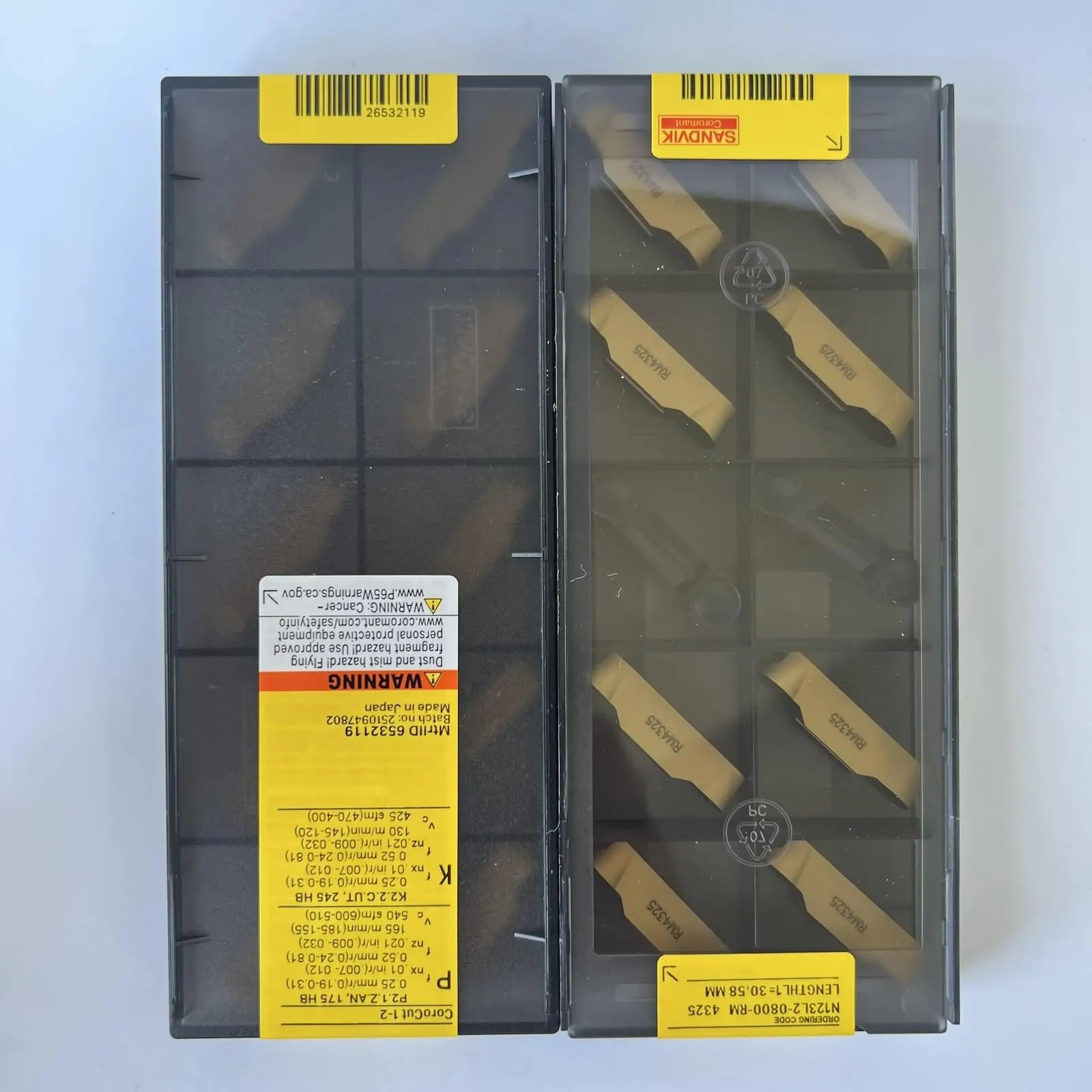 

Original SANDVIK / N123L2-0800-RM 4325 / Hard alloy CNC Blade 10 Pcs
