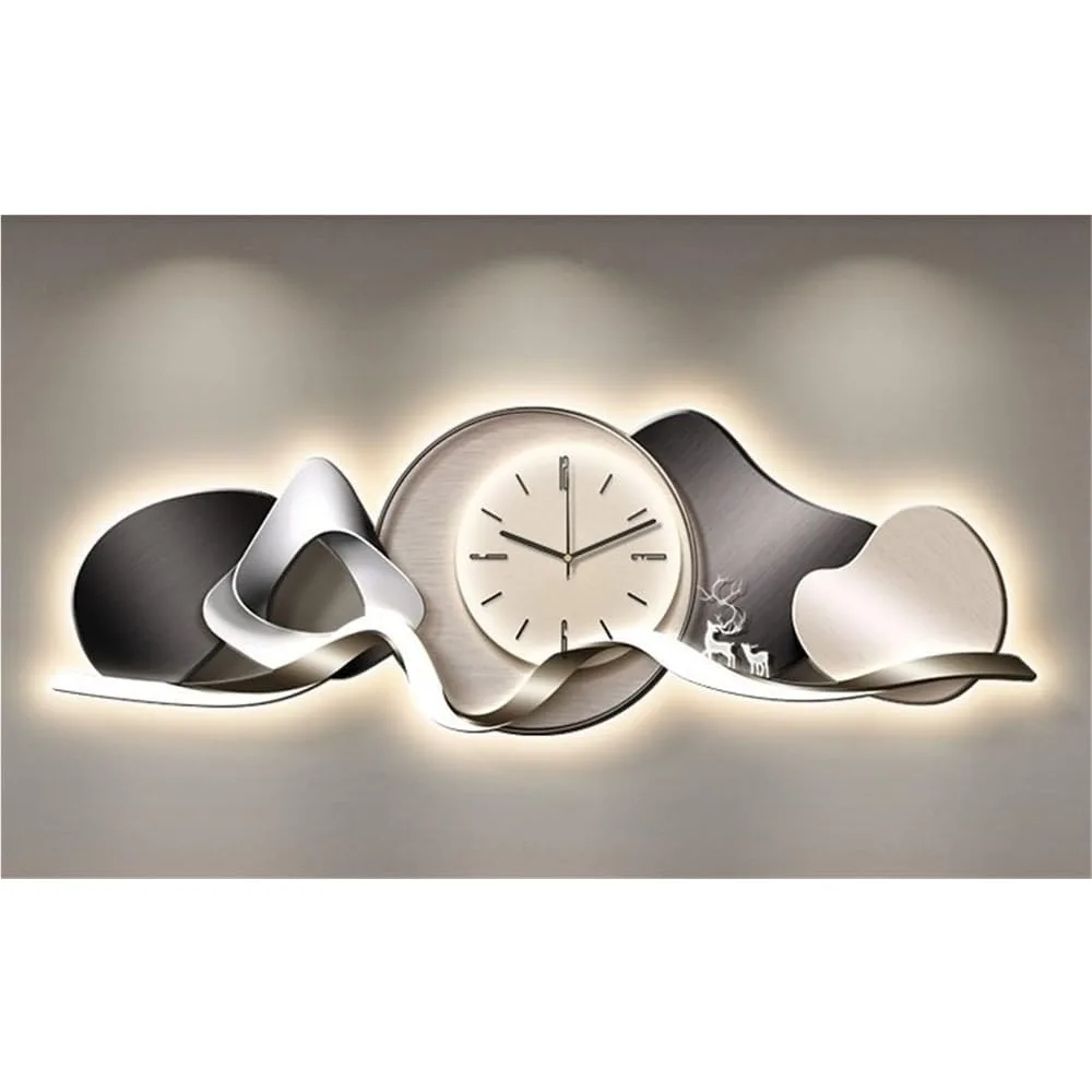 

Large Clock, 3D Painting Decor with Light, Modern Art Mural Clocks, Decorative Clocks for Living Room, Corri