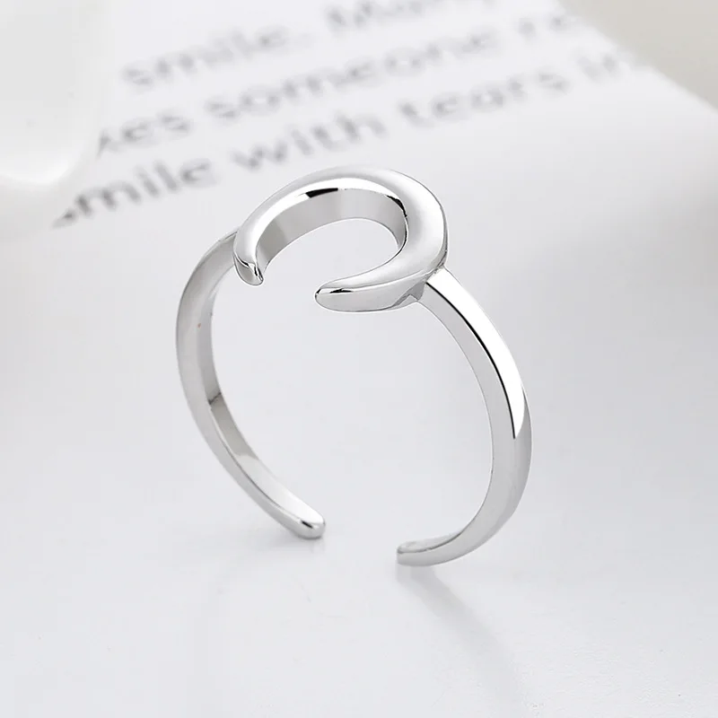 Simple Moon Ring Silver Color Finger Rings for Women Girl Fashion Party Jewelry Accessories Female Bijoux Gifts for Herwholesale