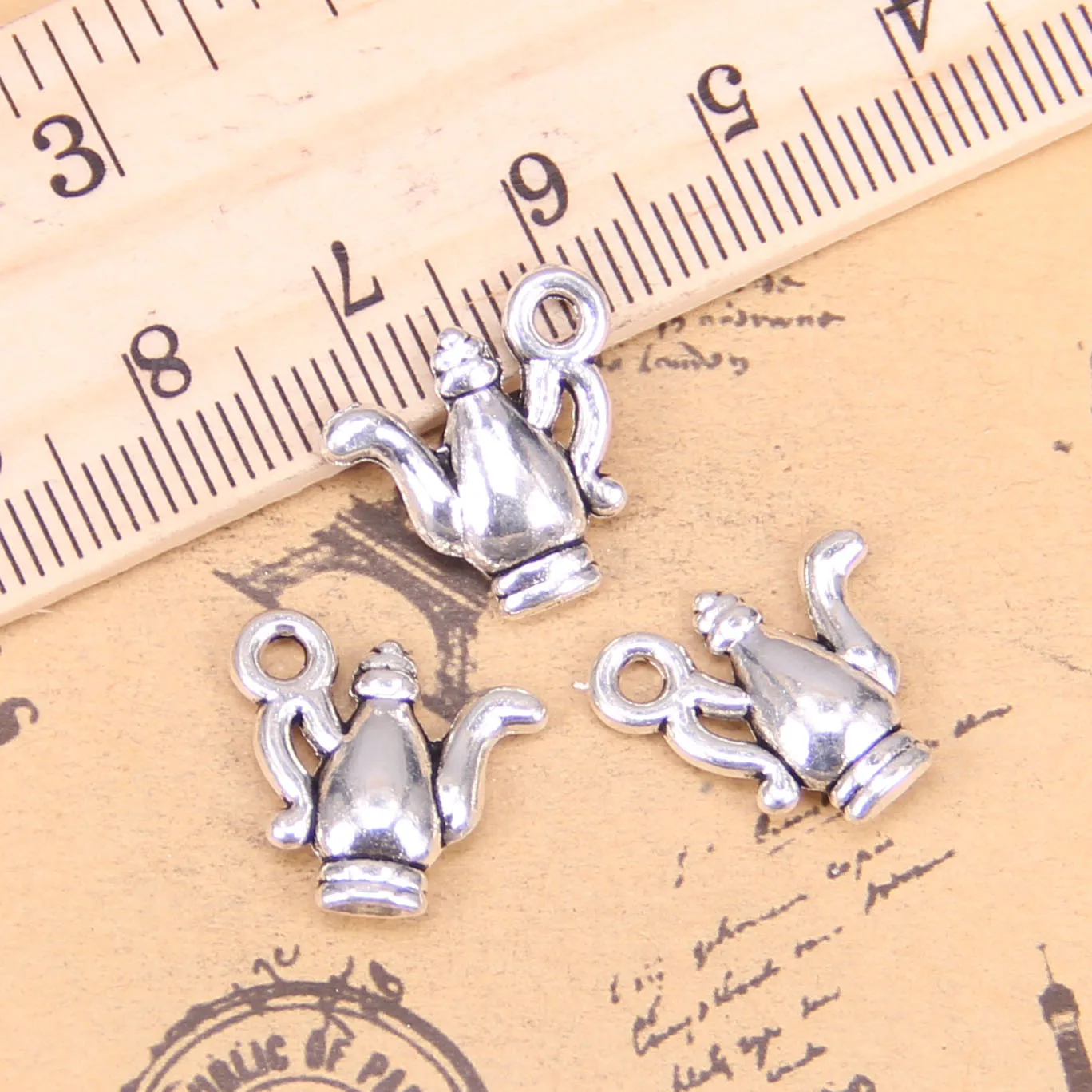 90pcs Jewelry Charms double sided fancy teapot 14x15mm Antique Silver Plated Pendants Making DIY Handmade Tibetan Silver Jewelry