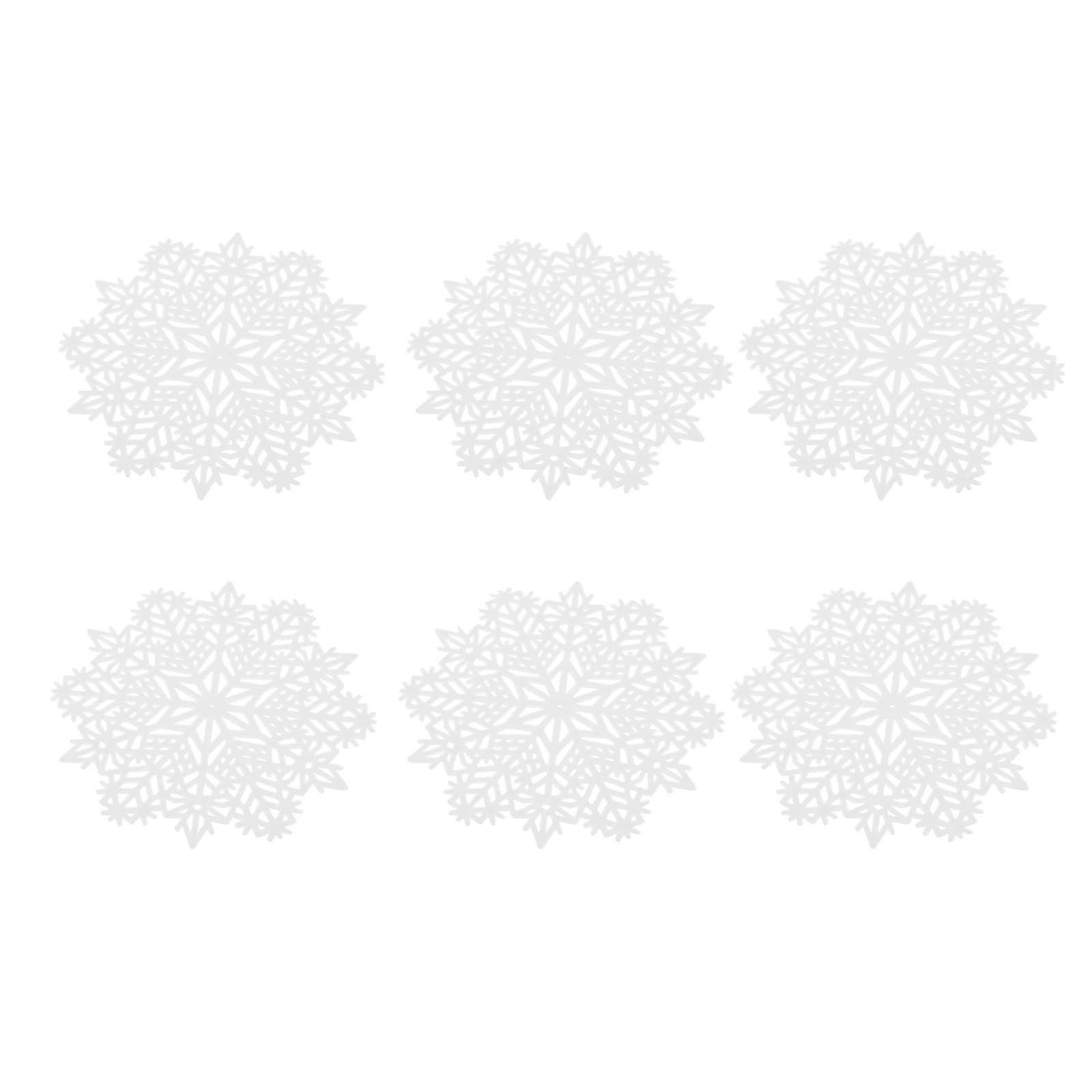 

6pcs Snowflake Coaster Set 10cm Silver Christmas Decor PVC Non Skid Cup Mat Pad Heat Resistant Table Protector Classic Design