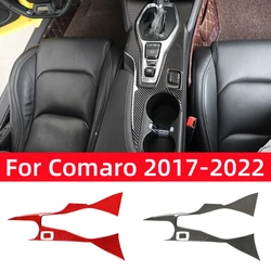 For Chevrolet Camaro 2017-2022 Accessories Carbon Fiber Car Central Gear Panel Water Cup Decorative Frame Sticker Trim Cover