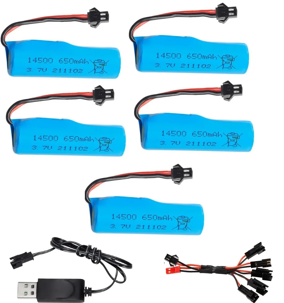 1S 3.7V 650mAh Li-ion Battery 14500 SM plug /3.7V charger For R/C Stunt Dump Car/4WD Twist- Desert Cars R/C Climbing cars