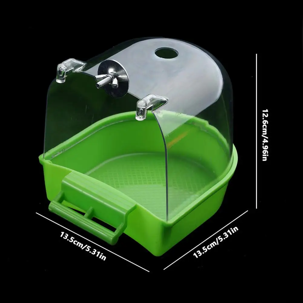 Transparent Bird Bath Tub Splash-Proof PP Shower for Parrots Lovebirds Bird Bathtub with Hanging Hooks Acrylic Bird Bath Cube - view 6