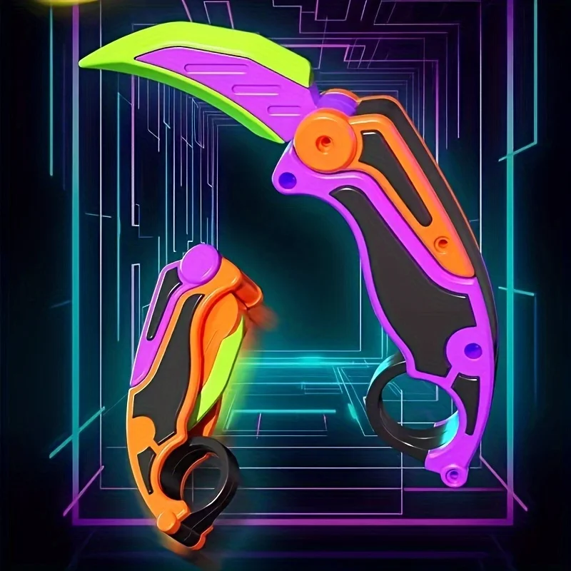 Net Red Gravity 3D Printing Folding Claw Knife Radish Knife Straight Jump Training Butterfly Claw Edge Decompression Tool Toy