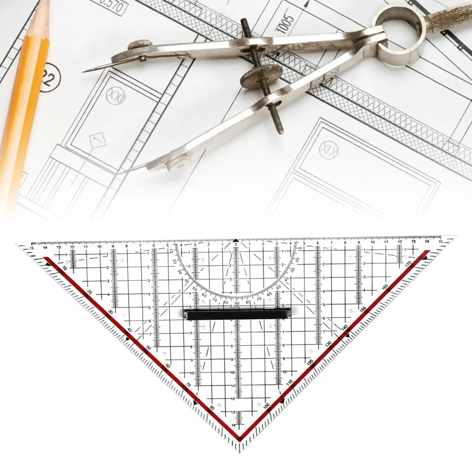 Righello triangolare in acrilico righello per studenti di misurazione di precisione con strumento per impugnatura