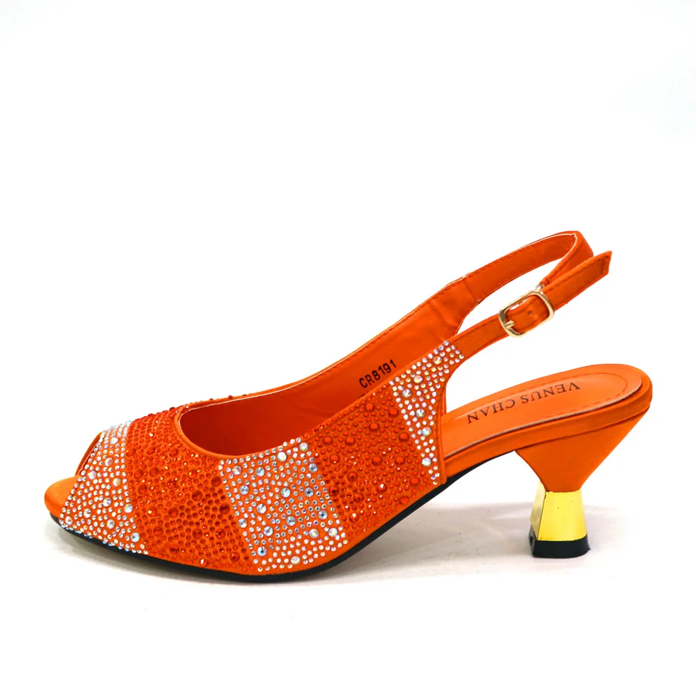 Venus Chan New Orange Arrive Italian Design Party Shoes With Matching Bag Hot African Wedding With Women Heel Shoes And Bag Set