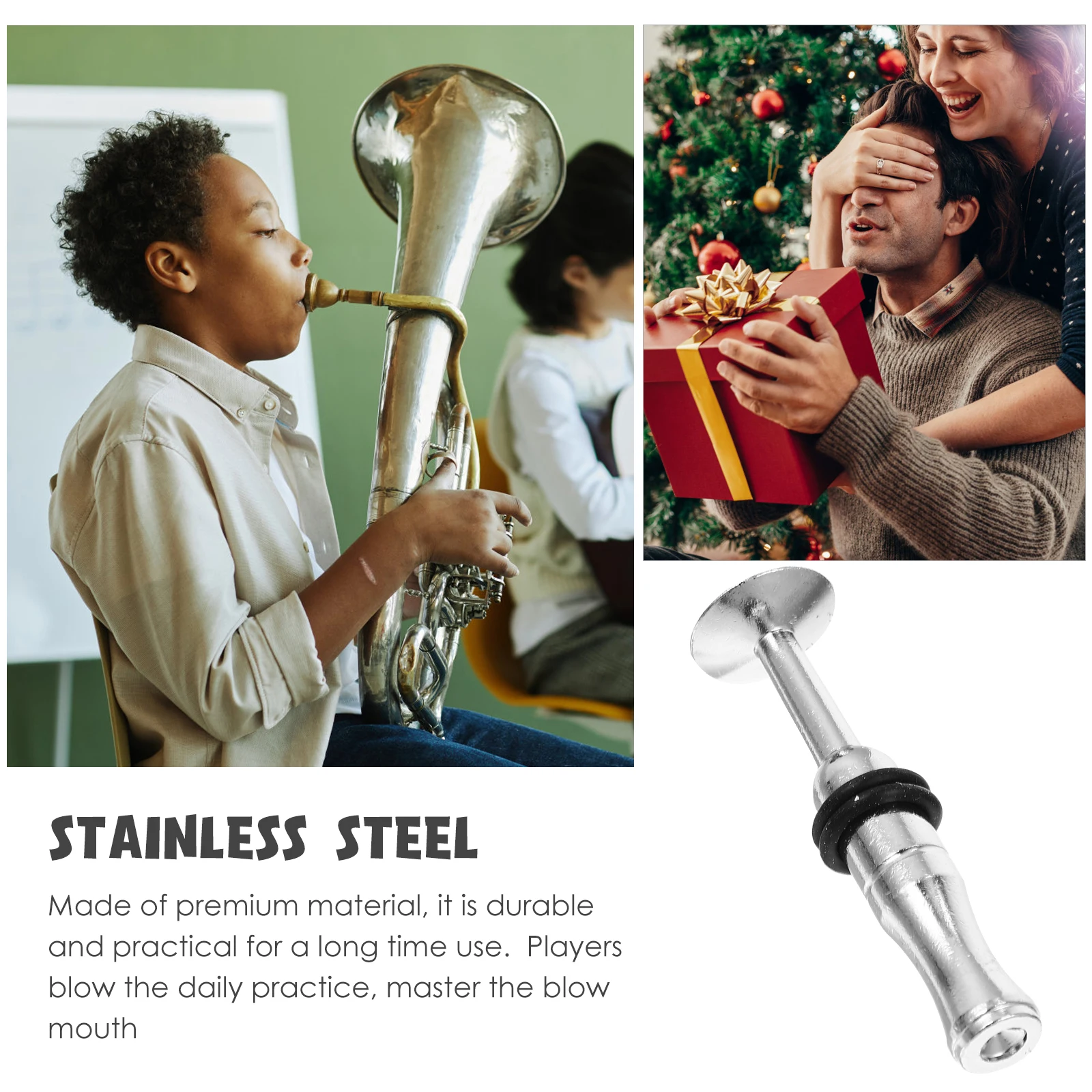

Premium Trombone Mouthpiece Replacement Durable Silver Stainless Steel Small Size for Concerts Birthday Parties Music Instrument