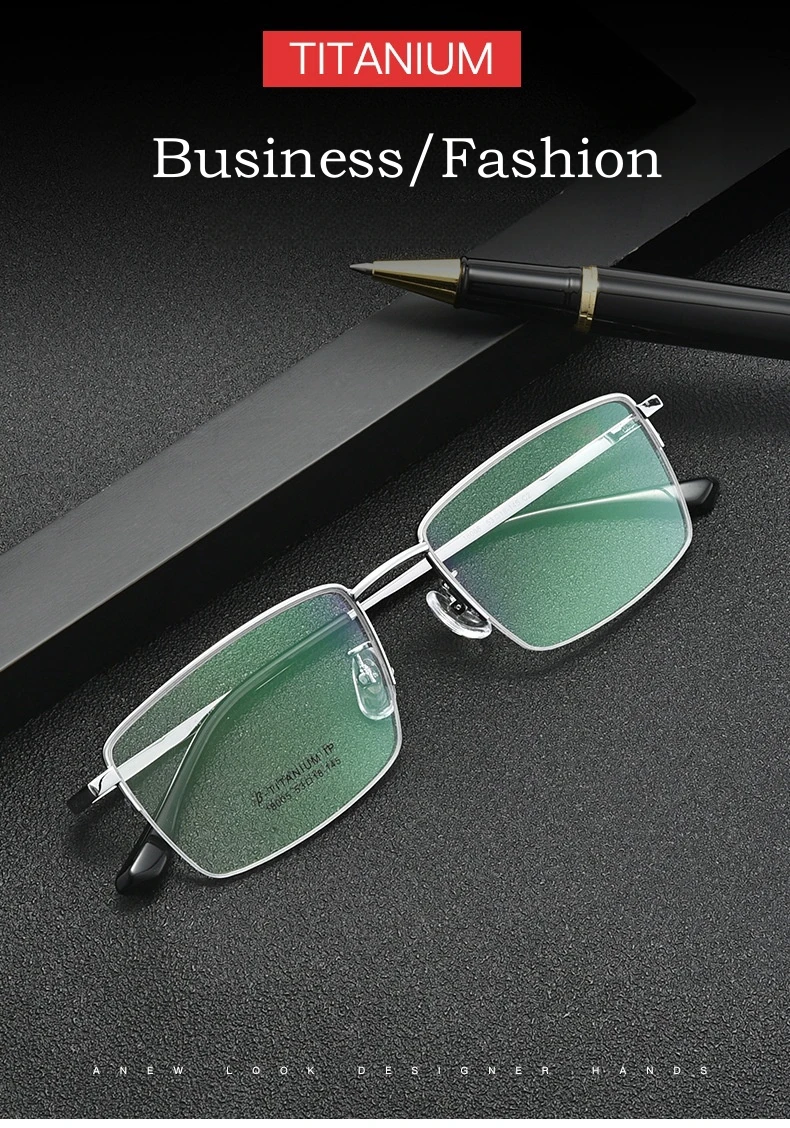 Yimaruili ultraleichte Business-Mode Titan legierung Brillen kleine quadratische Retro optische Rezept Halb rahmen Brille Männer – Detail 1