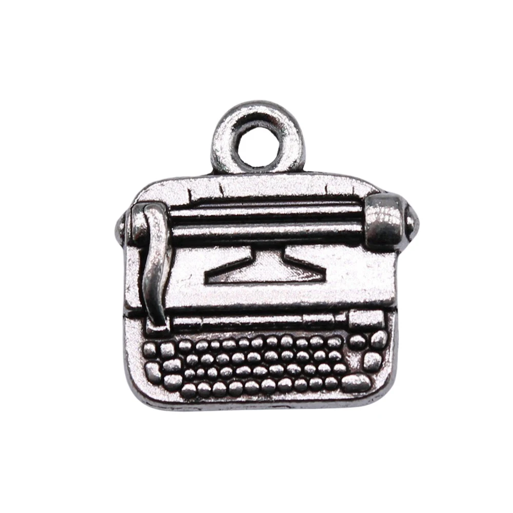 10pcs/lot 15x14mm Typewriter Charms For Jewelry Making Antique Silver Color 0.59x0.55inch