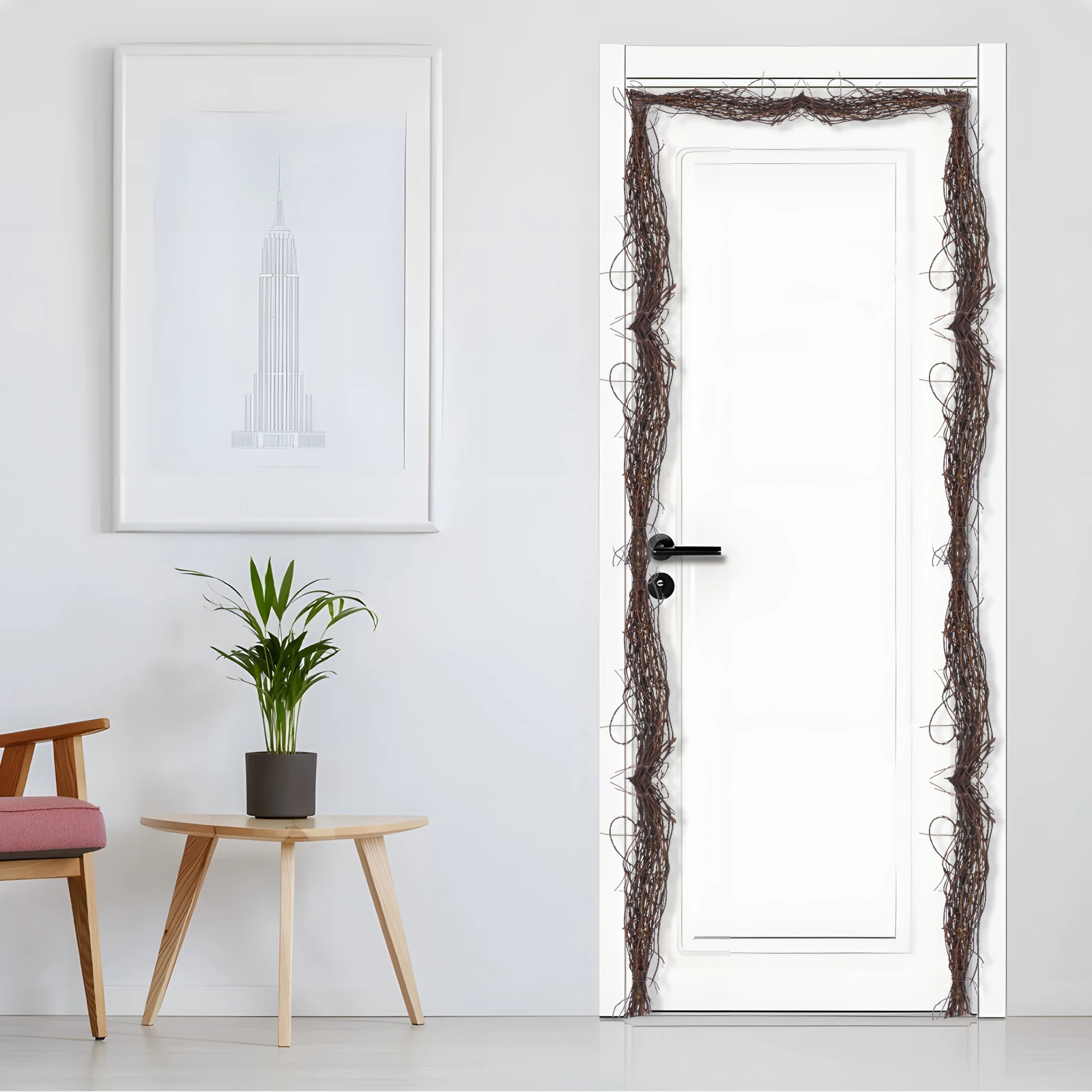 

2Pcs Natural Rattan Wreath Vine Garland Handmade Twig Branch Rustic Decoration for Wedding Party Front Door Hanging Holiday DIY