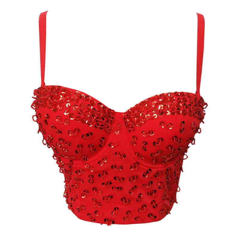 Top Brillante con Lentejuelas y Cuentas, con Anillo de o, Disfraz de loween para Bailarina, Ceco Brillante con Hilo...