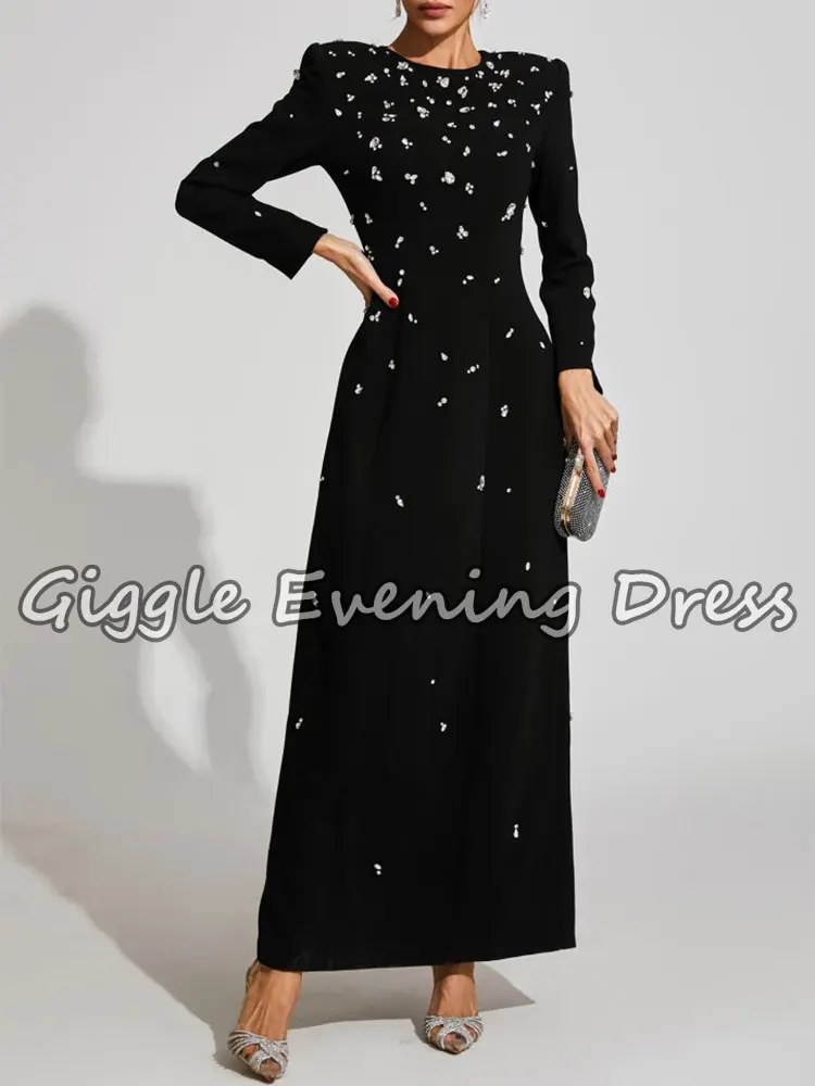 Giggle Fashion المرأة حجر الراين الماس مطرز فستان طويل ماكسي أنيق المرأة مساء رداء حفلات طول الكاحل حسب الطلب