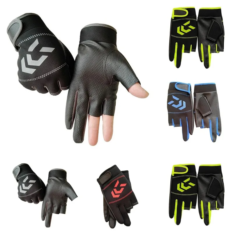 Hot Sell Fishing Gloves Women Men Universal Fishing Protection Anti-slip Gloves Three Fingers Outdoor Half Finger Angling Gloves