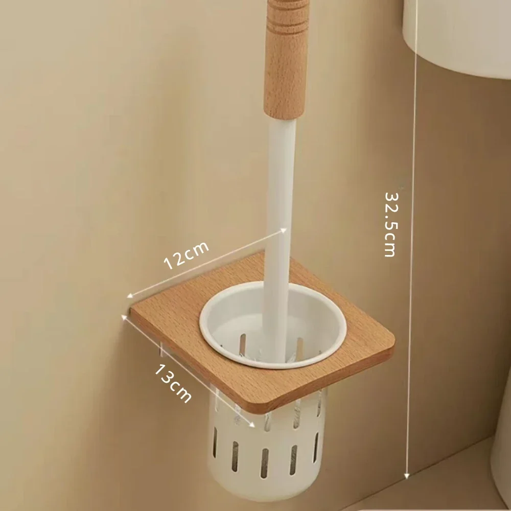 Walnut Metal Toilet Brush Holder Wall Mounted no dead Toilet Brush Storage Rack Bathroom Shelf Toilets Set Accessories