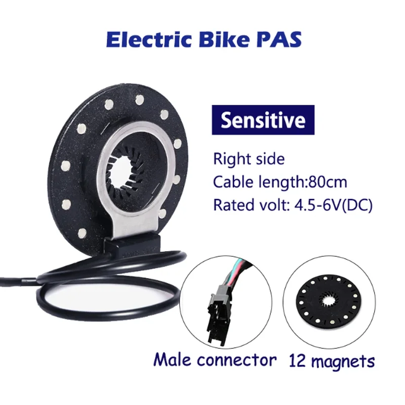 E-bike Pedal 12 Magnets Electric Bicycle PAS System Assistant Sensor Speed Sensor Black Color Easy to Install Right Side