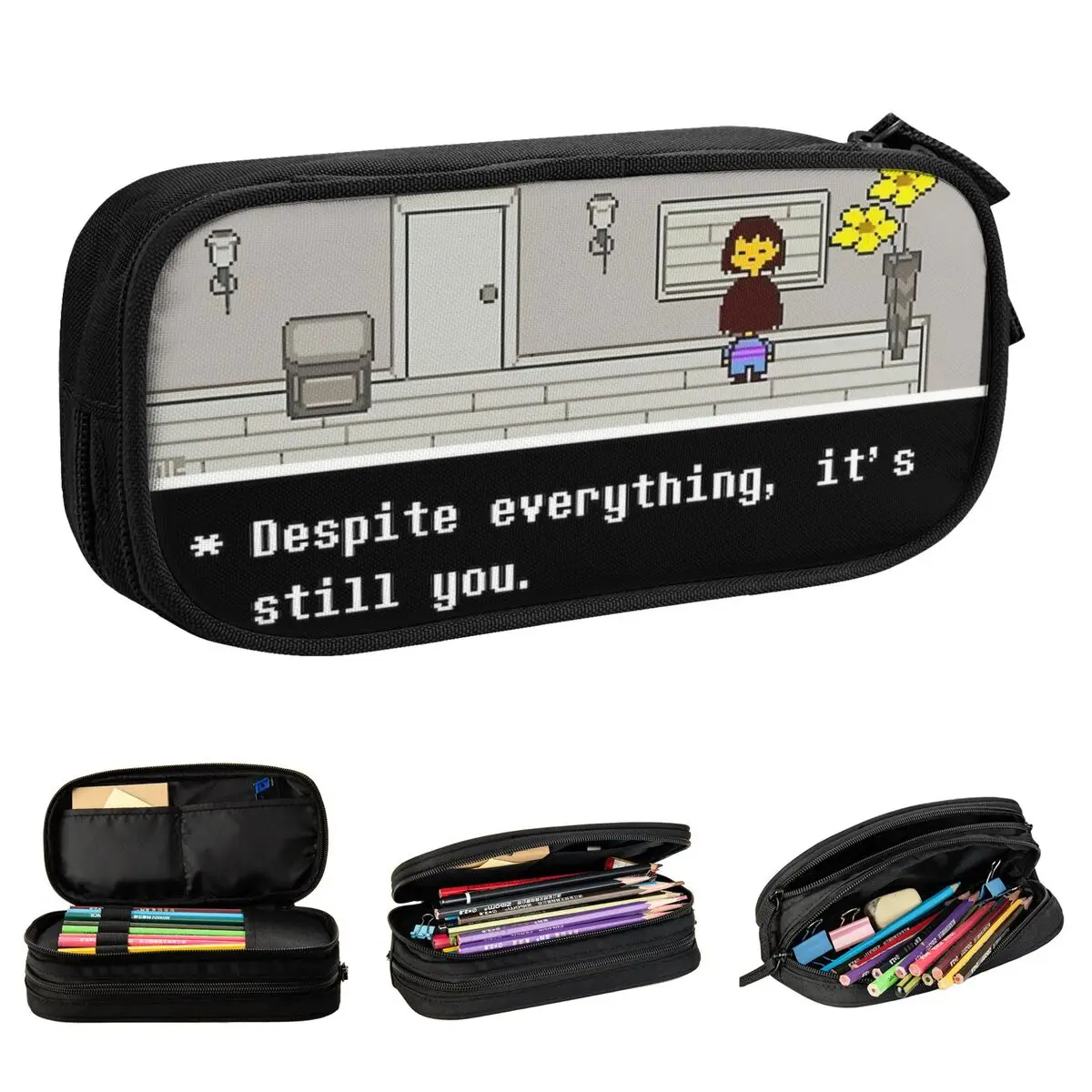 undertale pencil case pouch pen holder para estudantes bolsa de estudante frisk mesmo tudo ainda e voce papelaria escola 01