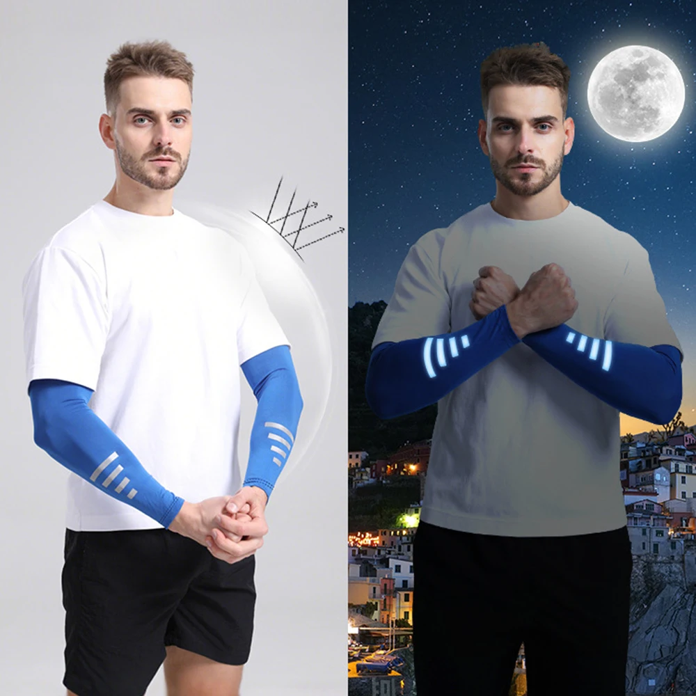 Reflective UV Protection Arm Sleeves for Men Cycling Quick-Dry Hiking Fishing Anti-Mosquito Cooling Running Driving Arm Sleeves