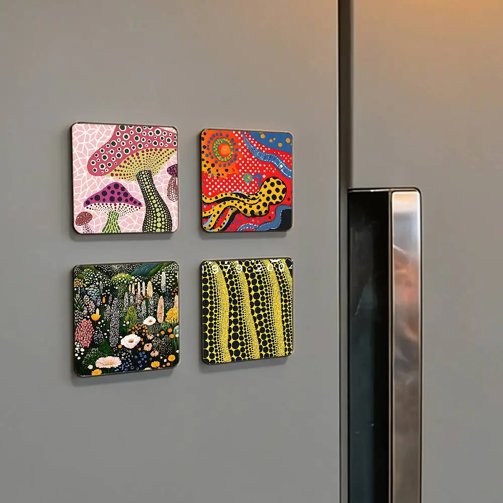 Y-yayois K-kusamas Square Refrigerator Magnet Personalized Creative Magnetic Stickers With Magnets