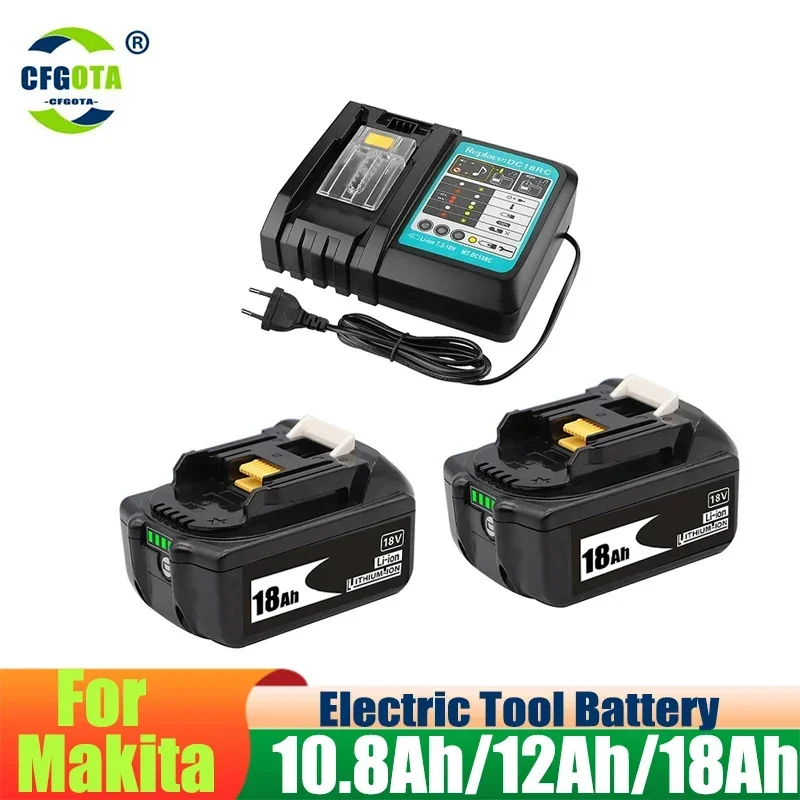 

18V 18.0Ah Rechargeable Battery 18000mah LiIon Battery Replacement Power Tool Battery for MAKITA BL1860 BL1830+3A Charger