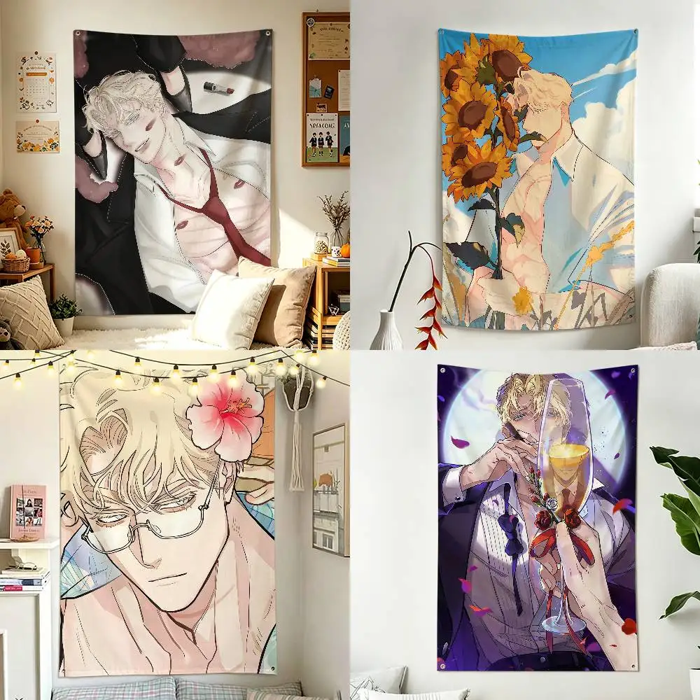 Manhwa Tsar Caesar Roses and Champagne Vertical Flag Tapestry Wall Hanging Indoor Outdoor Home Decor